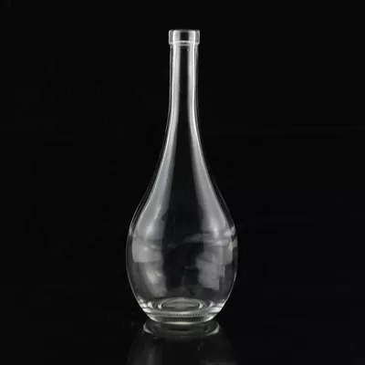 酸蚀表面处理龙舌兰玻璃瓶，圆颈和空燧石